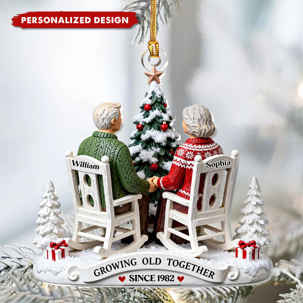 Growing Old Together Since - Personalized Acrylic Ornament