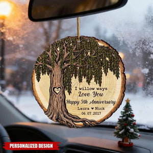 Personalized Willow Tree Wedding Anniversary Wooden Ornament