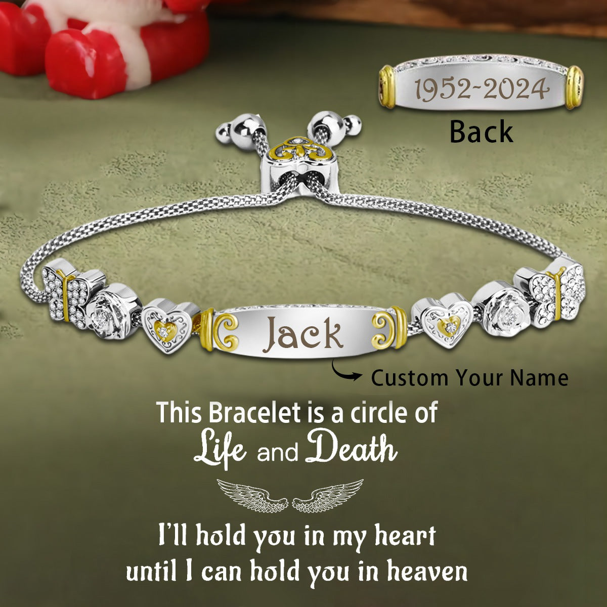 Personalized Custom Engraved Name& Date Memorial Bracelet - Gift For Christmas