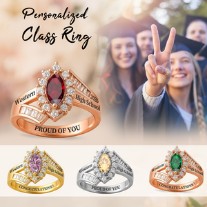 Personalized Engraved Birthstone Class Ring Gift for Graduates