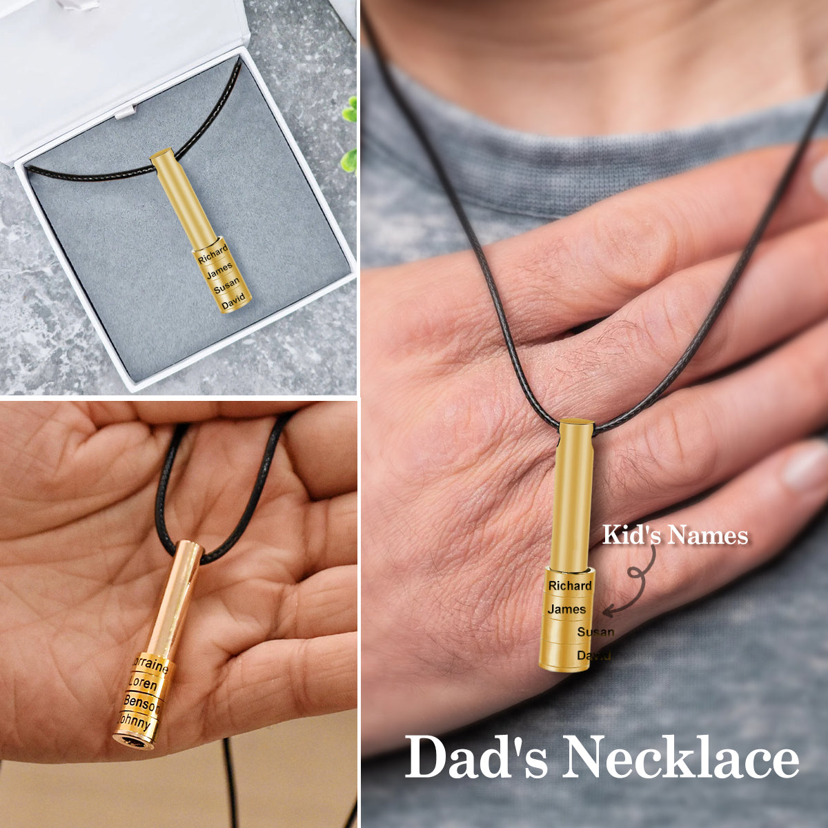 Personalized Family Name Beads Necklace For Men, Gift for Father's Day