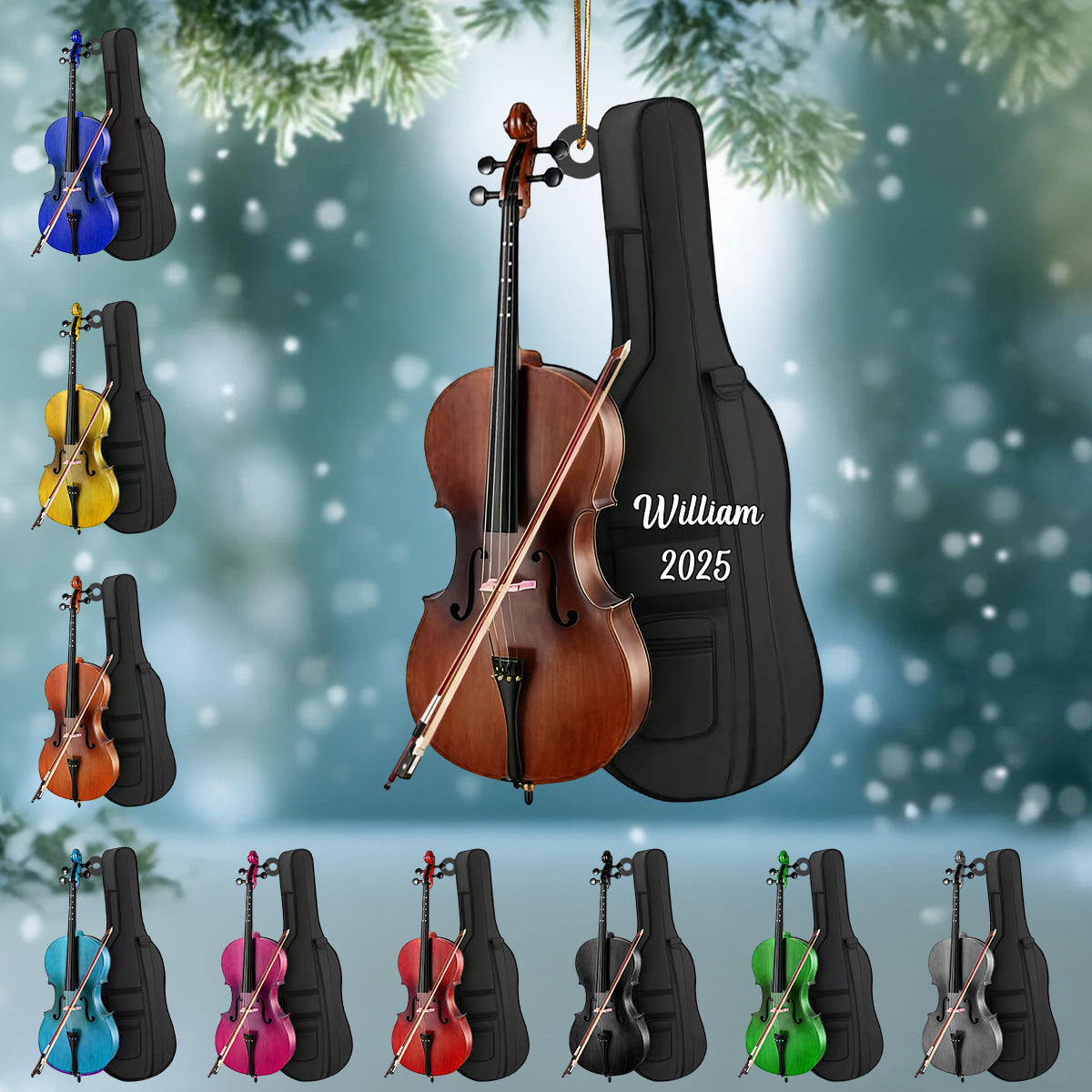 Personalized Cello Instrument Music Ornament, Cello Player Gift