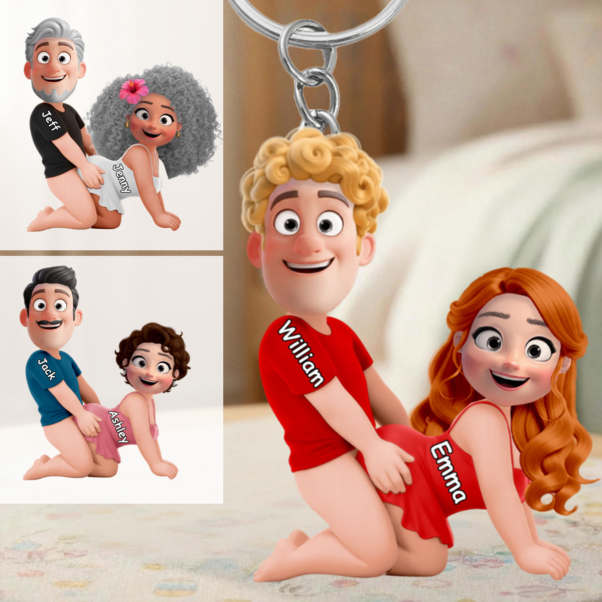 Naughty Couple Keychain-Personalized Gift For Couples