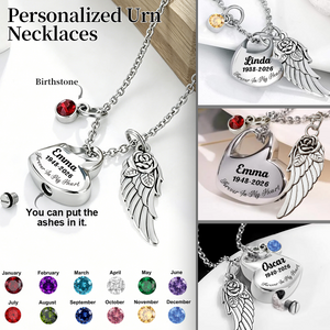 Personalized Urn Necklaces for Ashes with Birthstone
