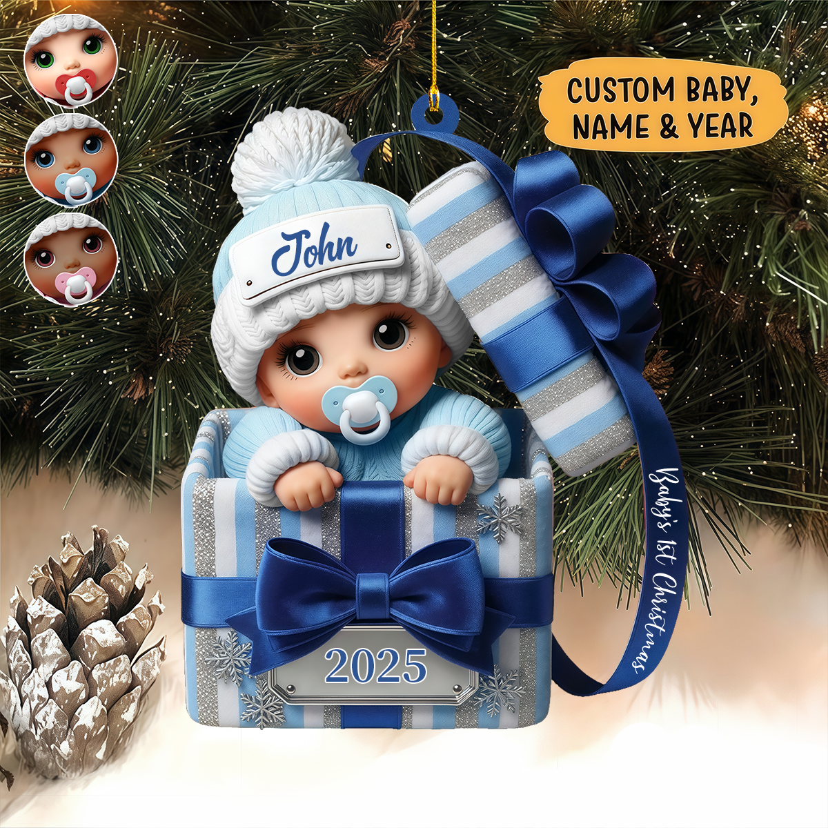 Personalized Baby Christmas Gift Box Acrylic Ornament