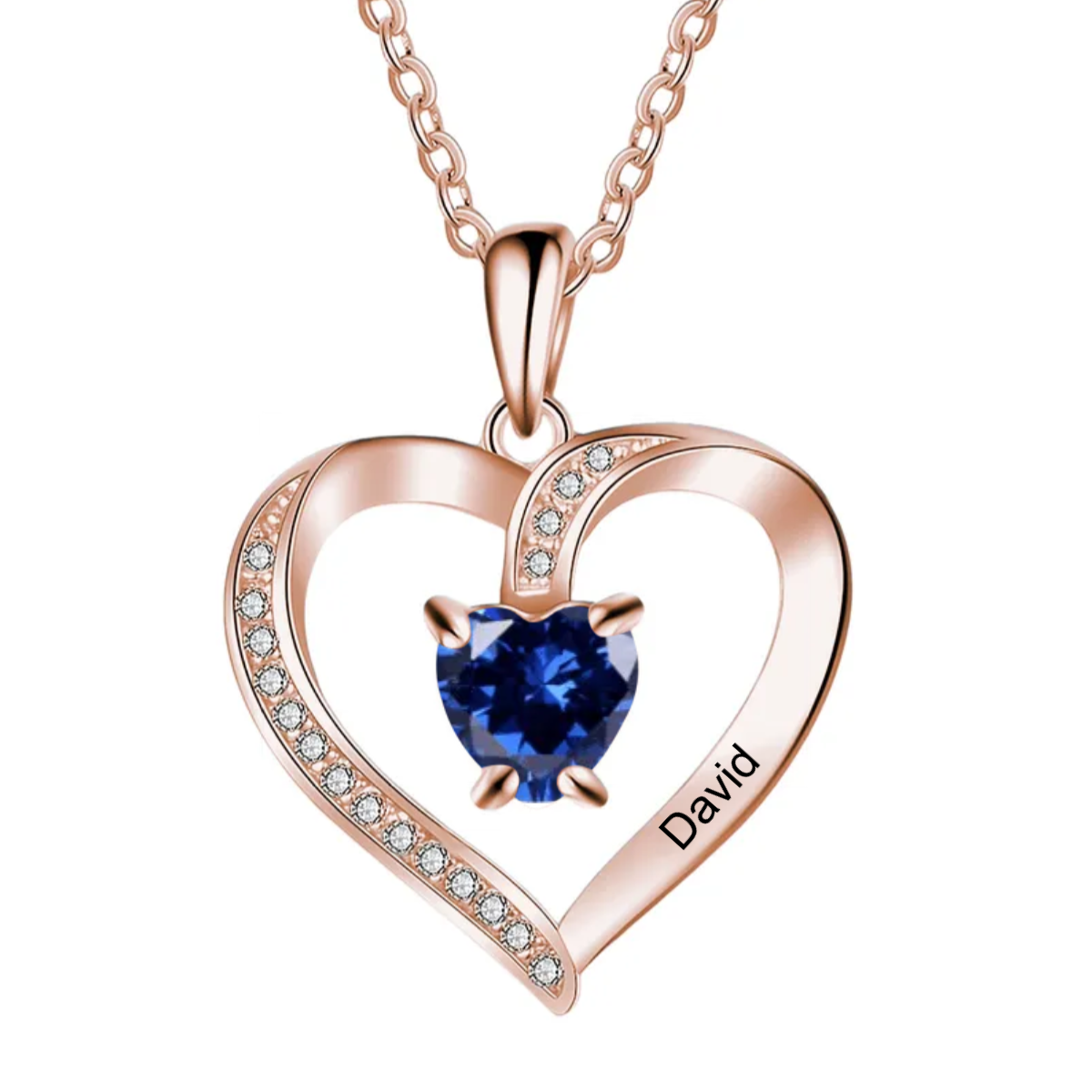 Personalized Custom Birthstone Heart Memorial Necklace