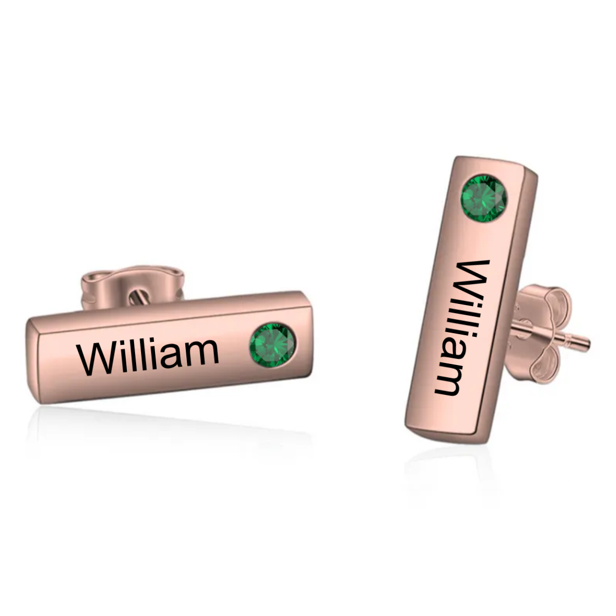 Personalized Birthstone Name Memorial Bar Earrings