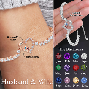 Together Forever -Personalized Heart Birthstone Adjustable Bracelet