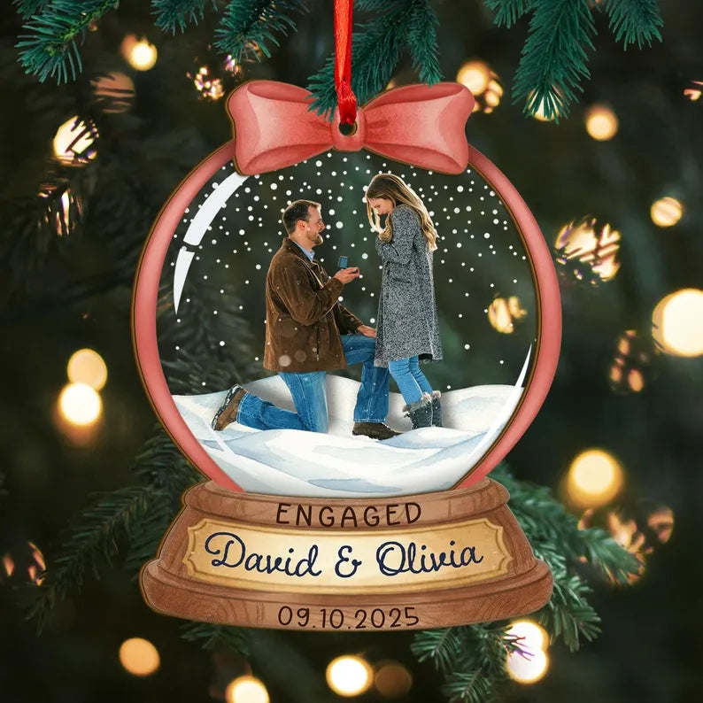 Custom Photo Ornament, Engaged/Married Gift For Couples