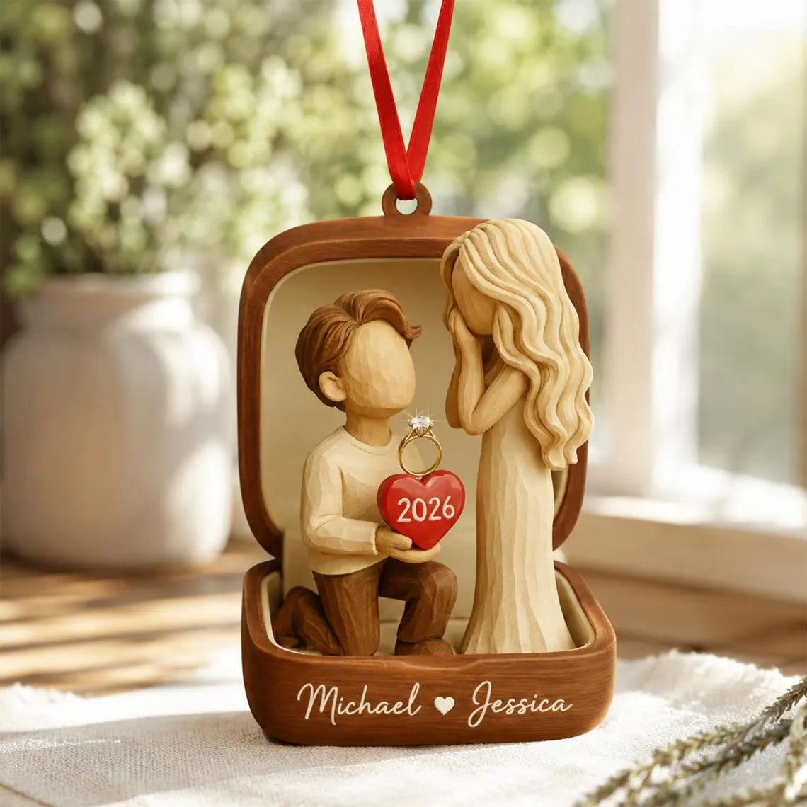 Custom Proposal Ornament, Personalized Engagement Ornament