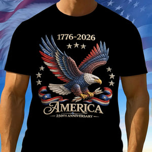 250th Anniversary America Patriotic T-Shirt, Bald Eagle American Flag Tee