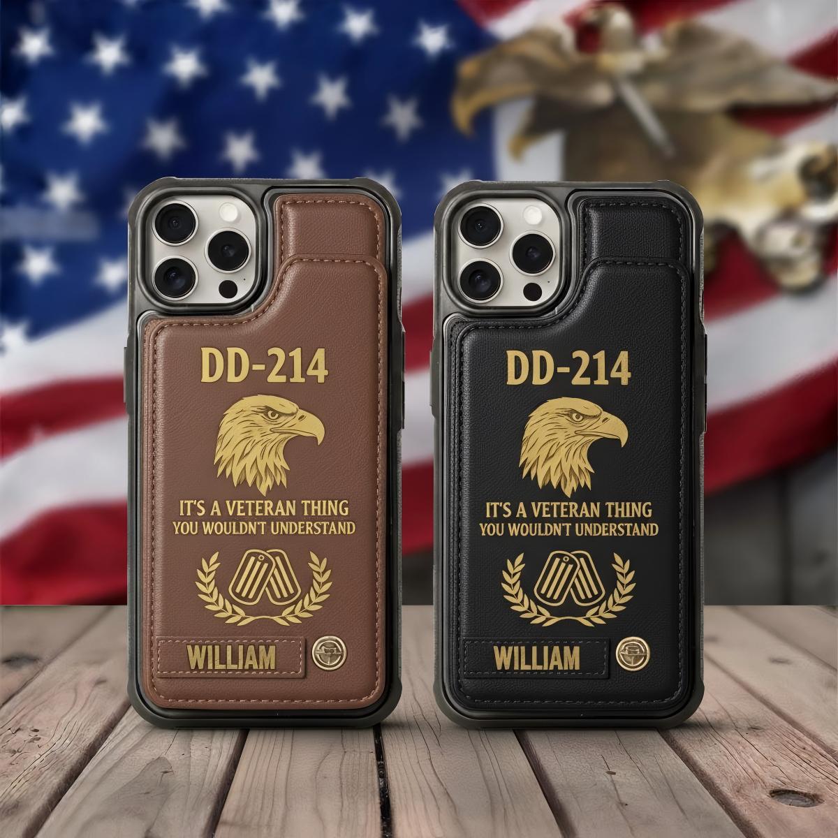 Custom DD-214 Veteran Leather Wallet Phone Case