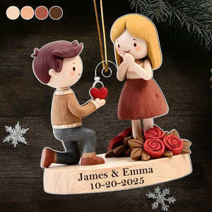 Couple Marriage Proposal Engagement- Personalized Acrylic Ornament