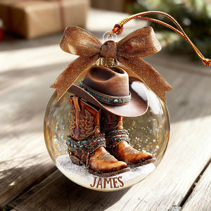 Personalized Cowboy Boots and Hat Ornament, Cowboy Western Xmas Gift