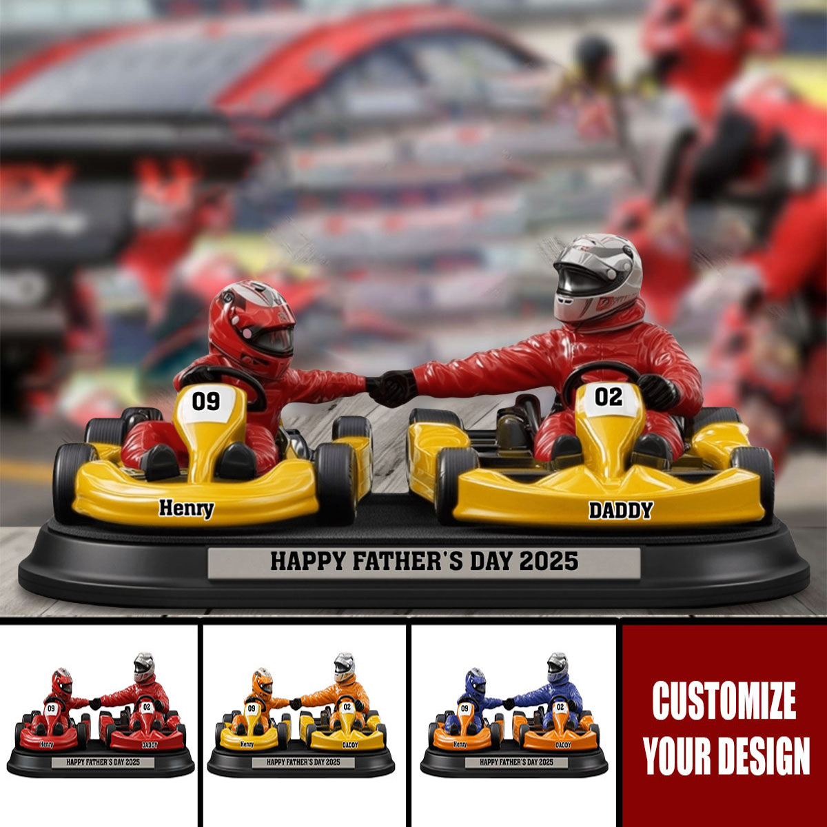 Racing Loving Dad & Kid - Personalized Father Custom Shaped Acrylic Plaque