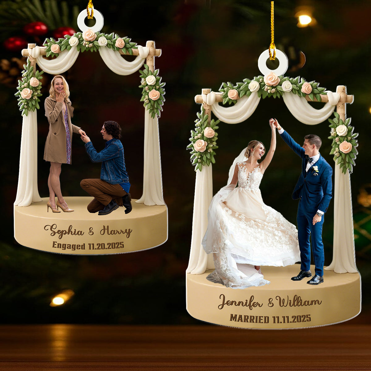 Personalized Engagement Ornament,  Christmas Gift For Newlyweds