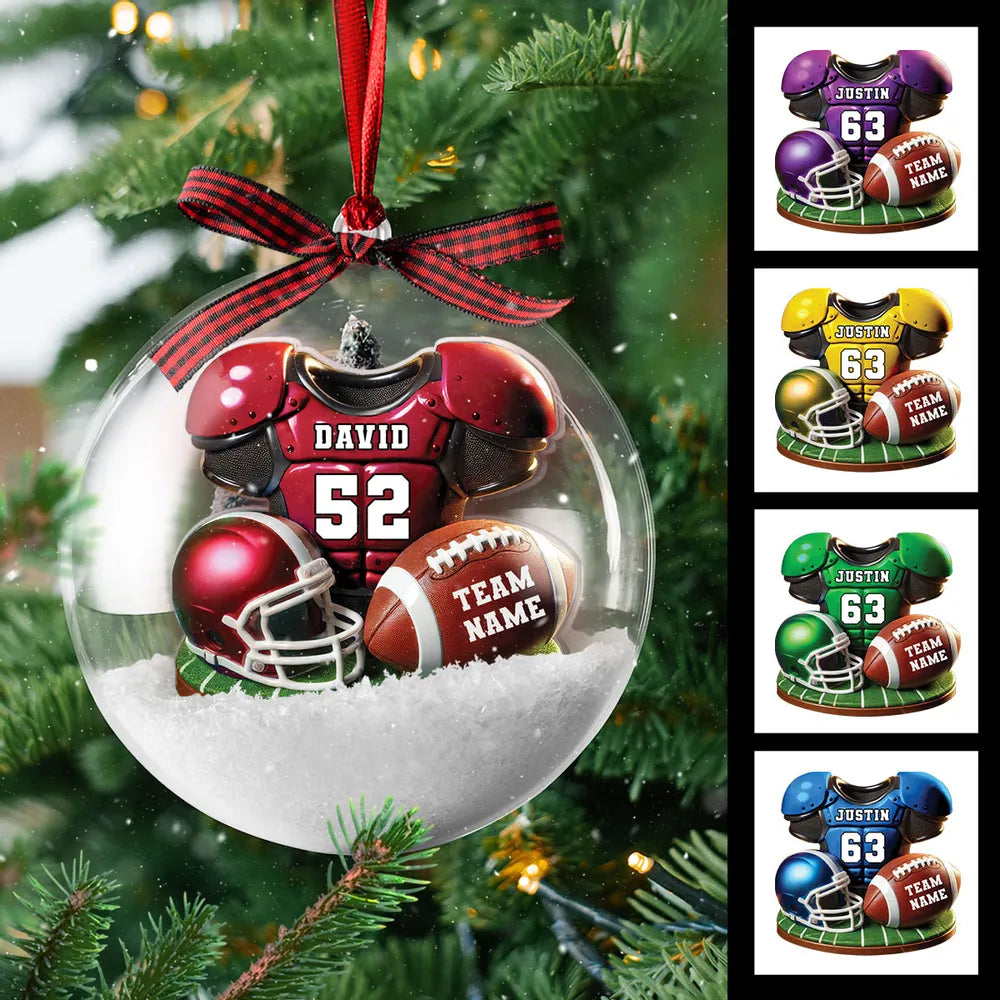Football Jersey Uniform 3D Effect - Personalized Snow Globe Ornament