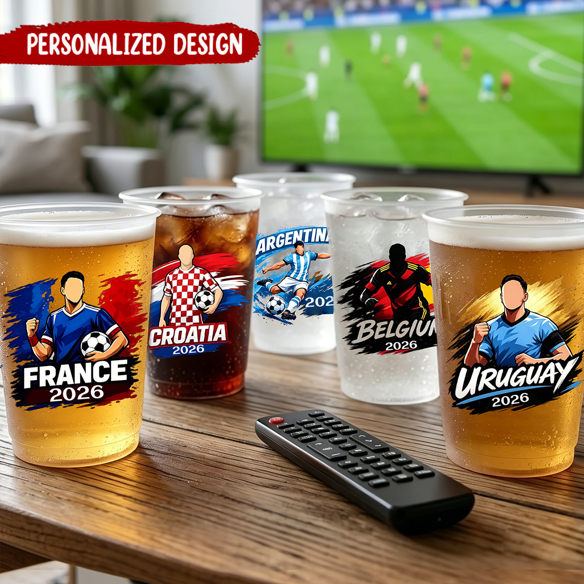 Personalized 2026 Soccer Cups, Country Flags Cups, Party Cups