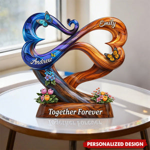 Together Forever, Personalized Name Infinity Heart Acrylic Plaque