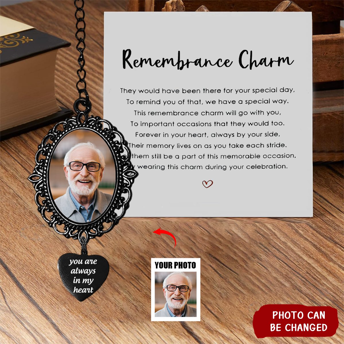 Personalized Memorial Tassel Photo Graduation Cap Charm