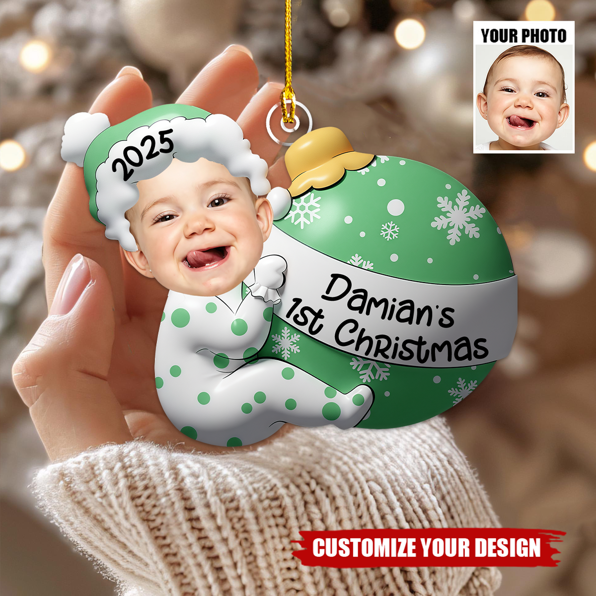 Baby’s First Christmas Personalized Acrylic Photo Ornament
