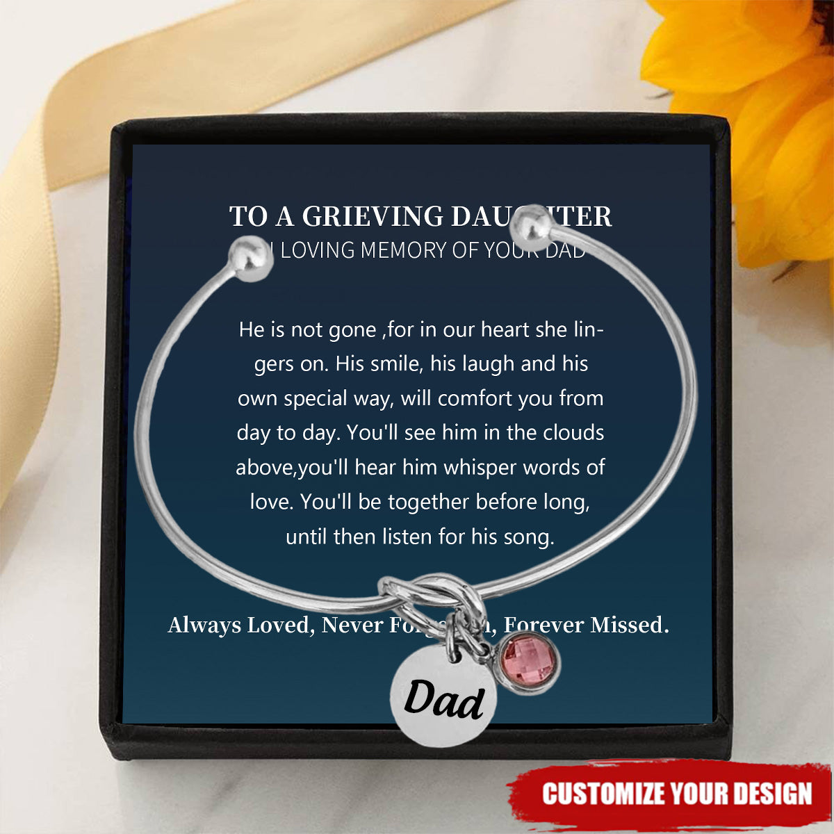 Personalized Memorial Bracelet, Loss of Dad Gift for Daughter