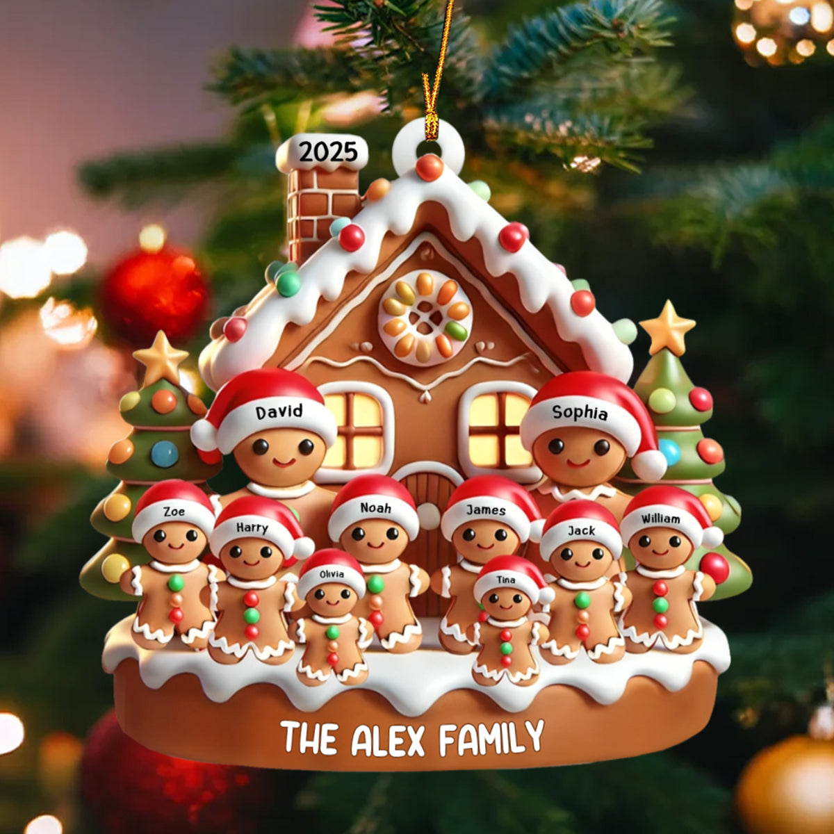 Sweet Cookie Man Family 3D Effect-Personalized Acrylic Ornament