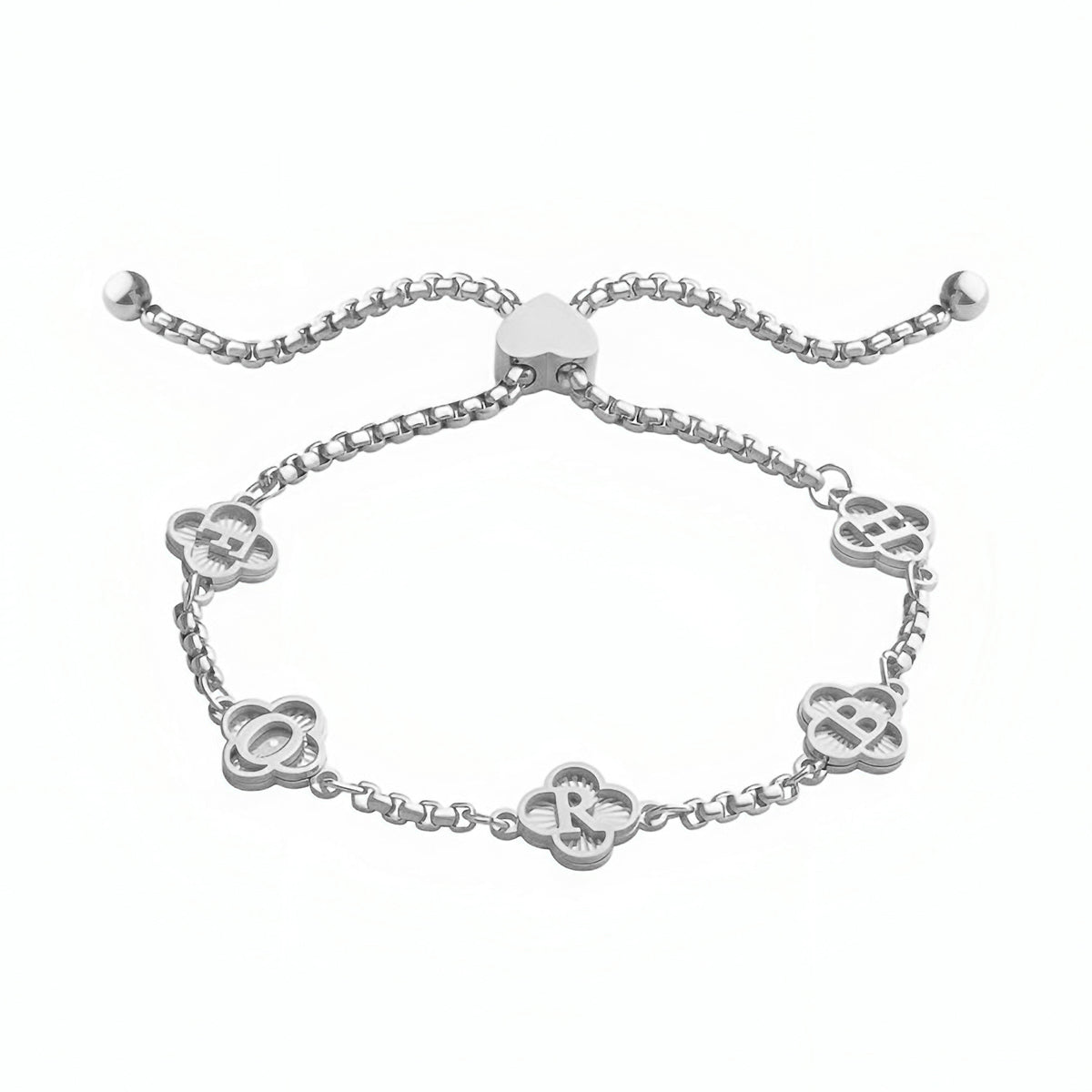 Personalized Family Clover Custom Initial Bracelet - Gift For Grandma/Mom