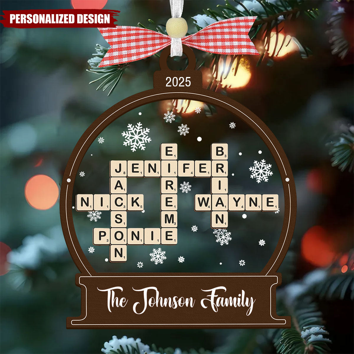 Personalized Family Crossword Christmas Ornament
