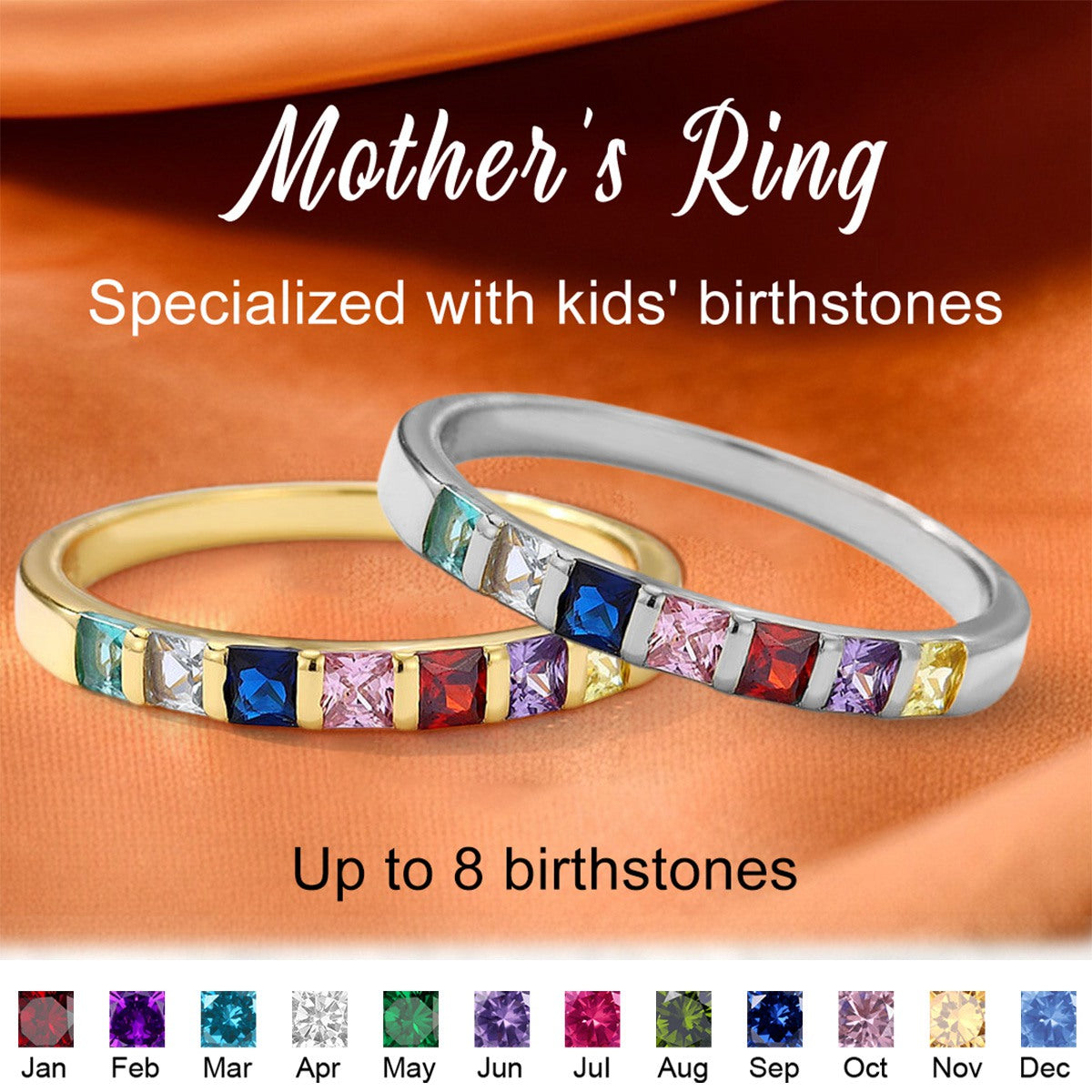 Personalized Grandma Mom Family Birthstone Ring