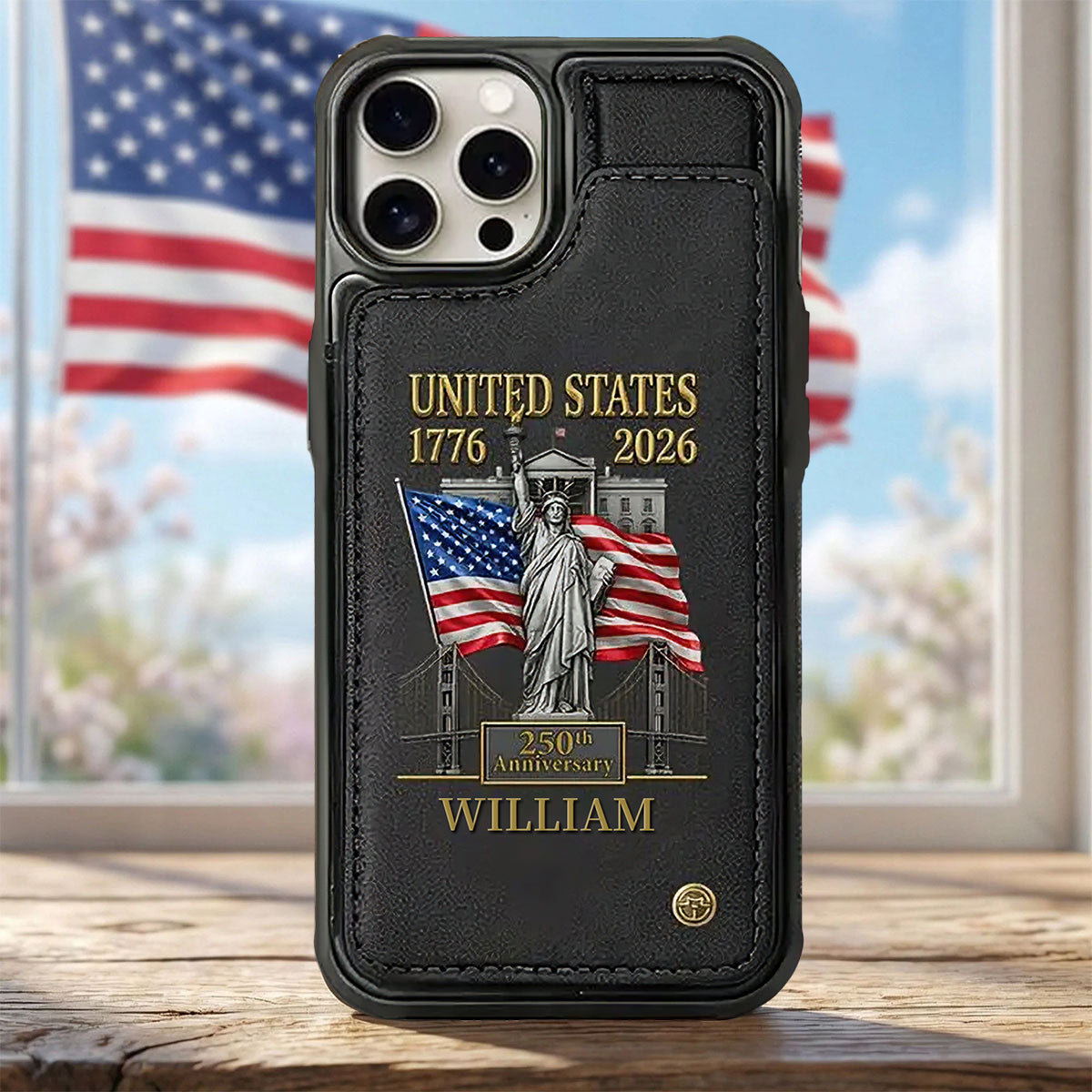 US Anniversary-Personalized Patriotic Wallet Phone Case