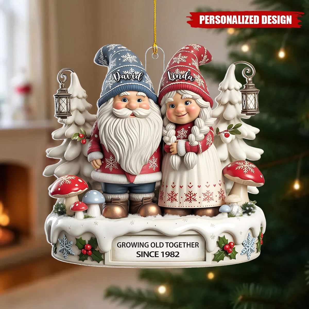 Personalized Couple Growing Old Together Since Acrylic Ornament
