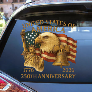 America 250th Anniversary Patriot Eagle With Statue Of Liberty Car Decal Sticker