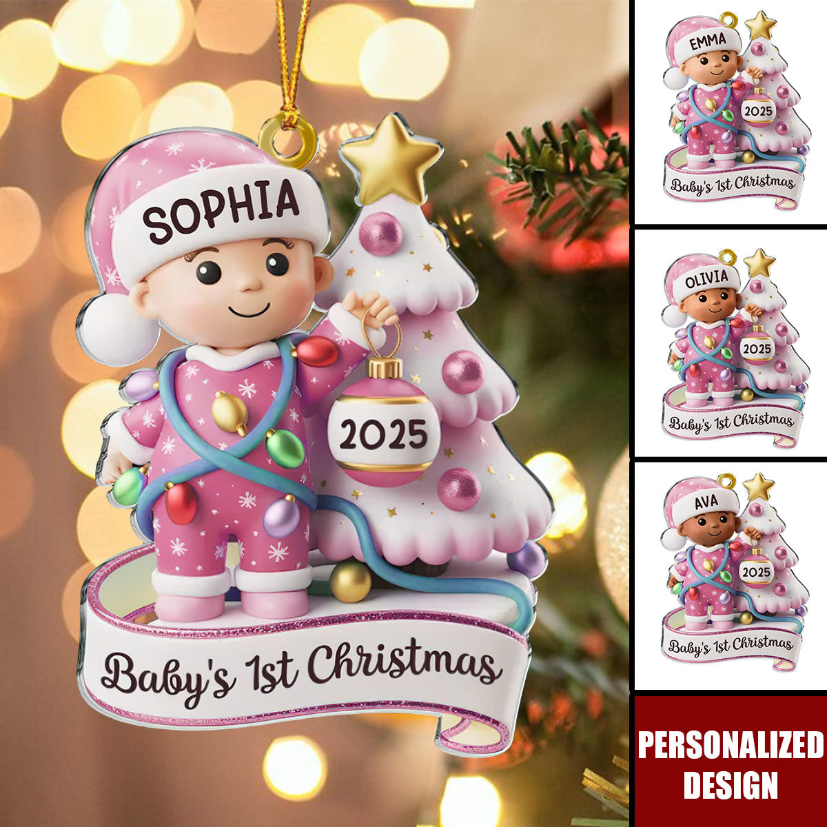 Baby's First Christmas-Personalized Cartoon Ornament
