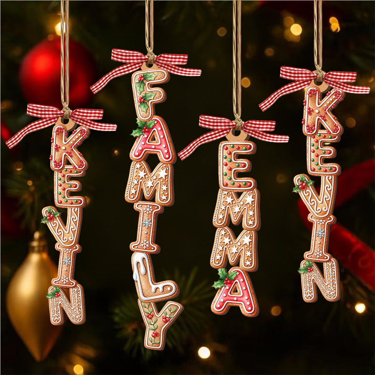 Custom Gingerbread Letter Wooden Ornament - Sweet Gingerbread Dreams