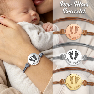 Custom Baby Footprint Bracelet, First Time Dad Mom Gift