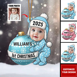 Personalized Face Baby Ornament, Baby First Christmas Gift