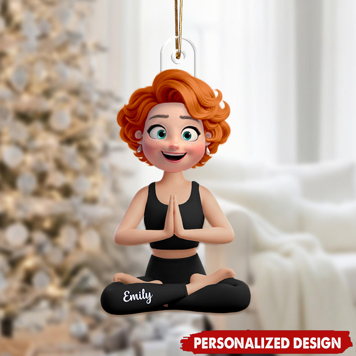 Custom Name Yoga Girl Ornament, Personalized Gifts For Yoga Lovers