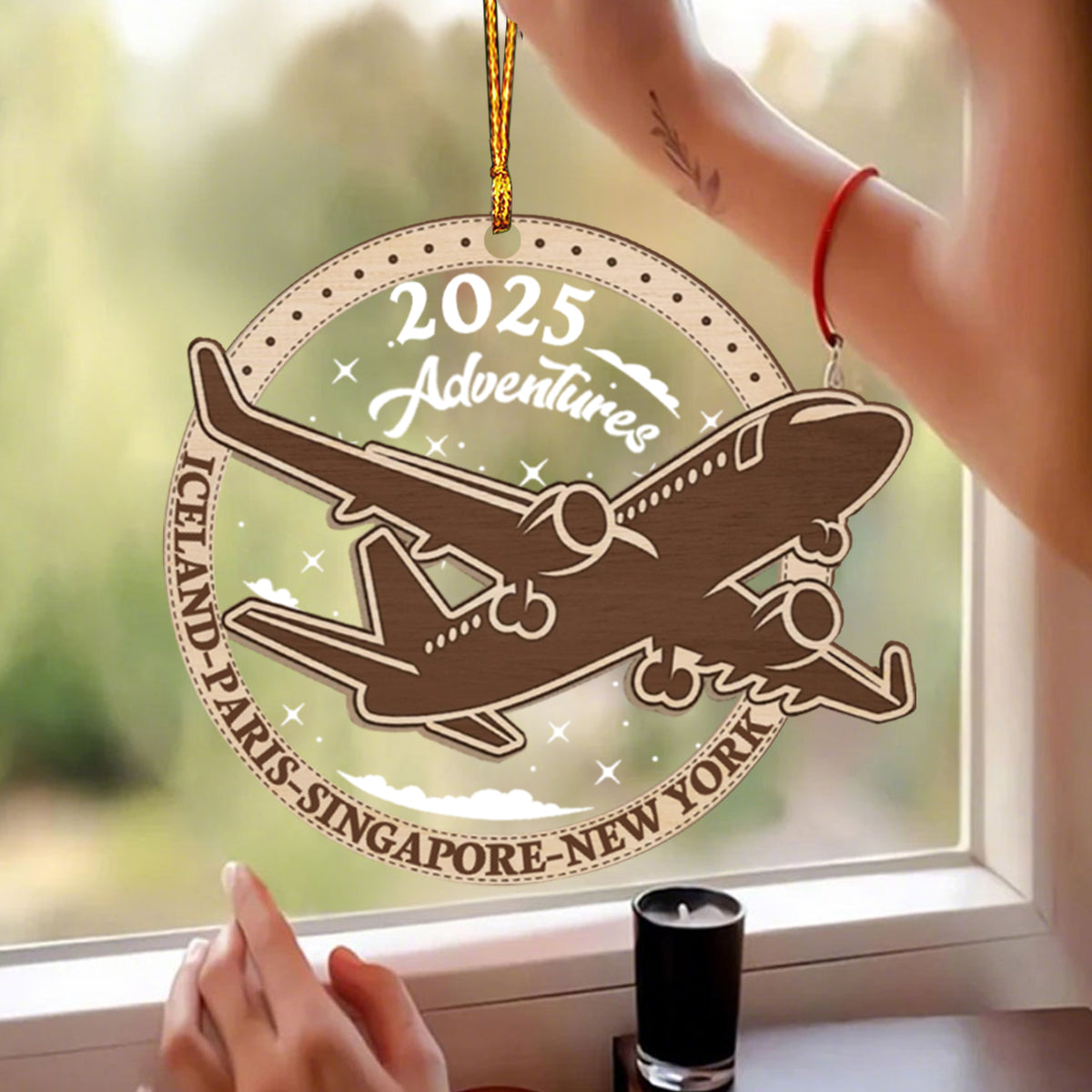 Personalized Travel Adventure Ornament, Traveler Christmas Keepsake