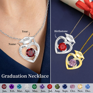 Personalized Graduation Cap Birthstone Necklace,Class of 2026