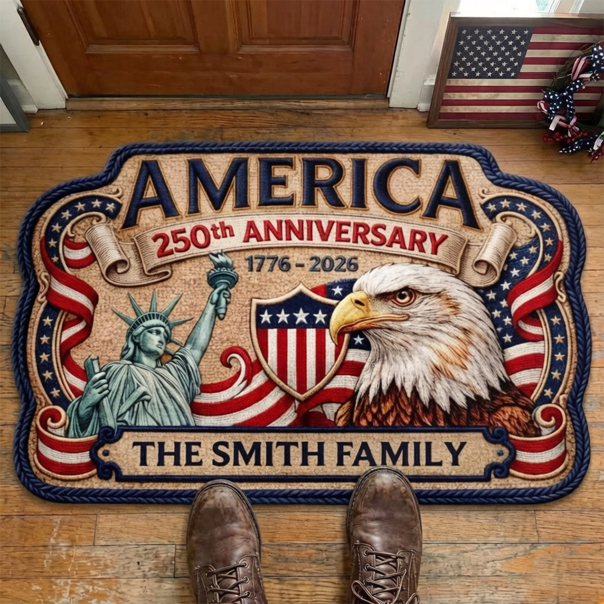 Personalized 250th Anniversary Home Mat – Commemorative American Independence Day Decor