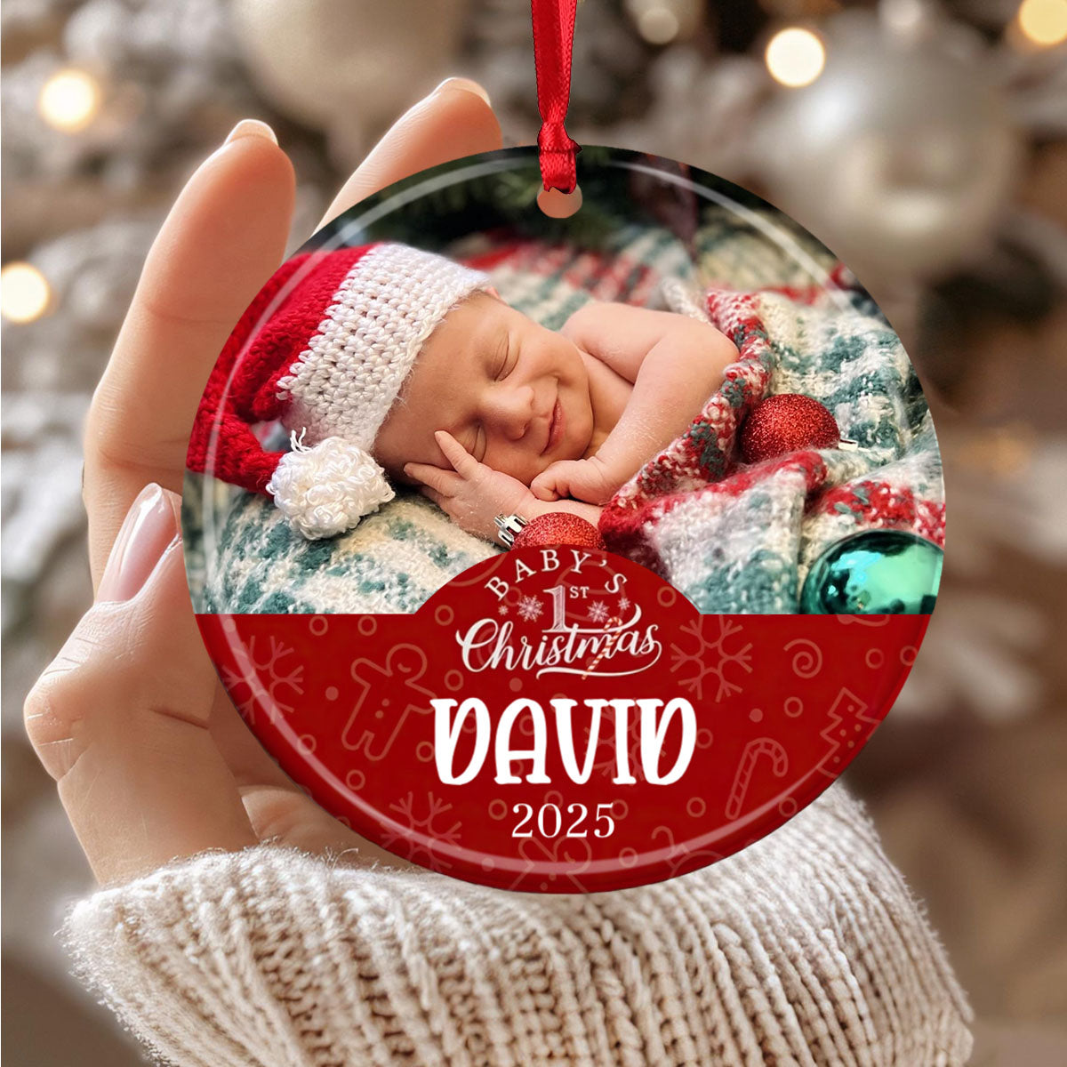 Baby's 1st Christmas - Custom Photo Ornament For Newborns