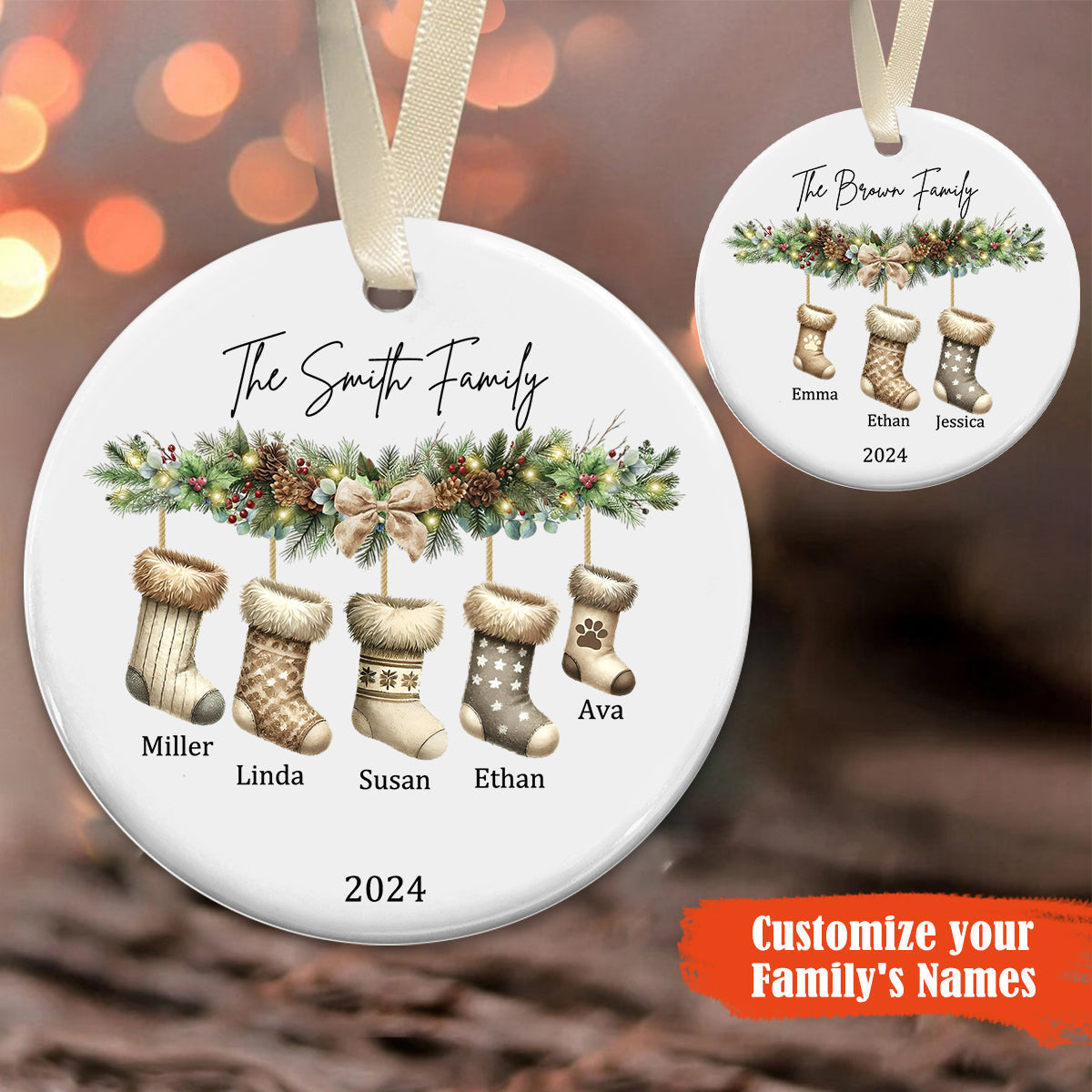 Personalized Socks Christmas Ornament - Gifts for the Family