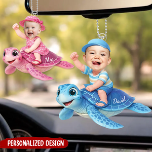 Personalized Kid Photo Turtle Hanging Ornament