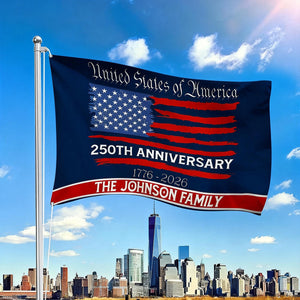 Personalized Family Name USA Anniversary Banner House Flag