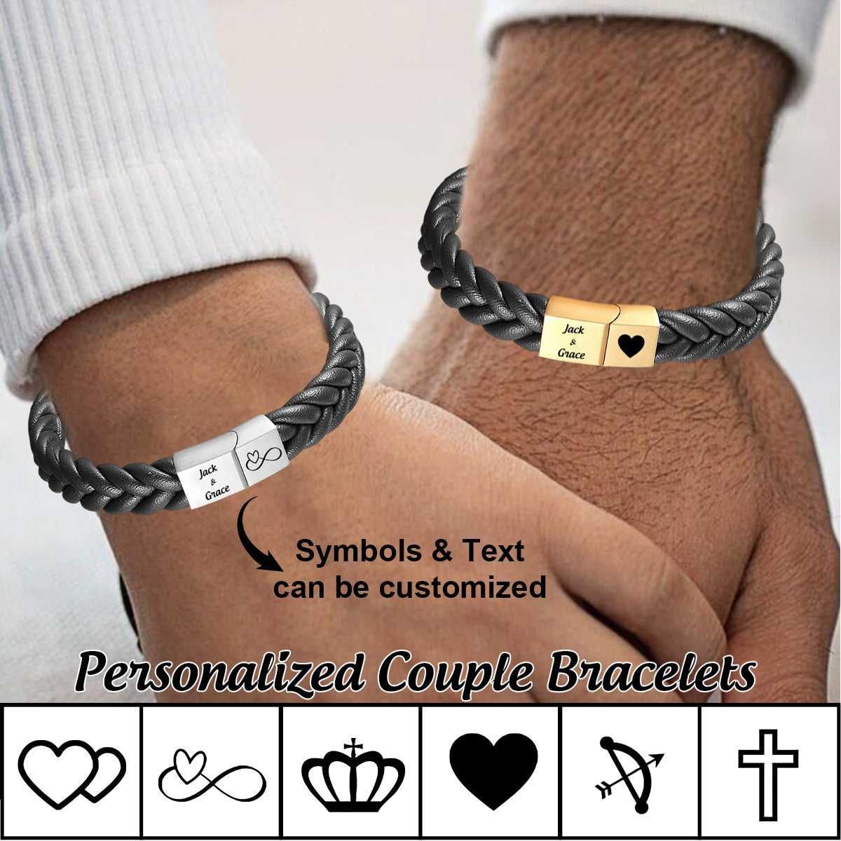 To My Man - Personalized Custom Symbol&Text Leather Bracelet