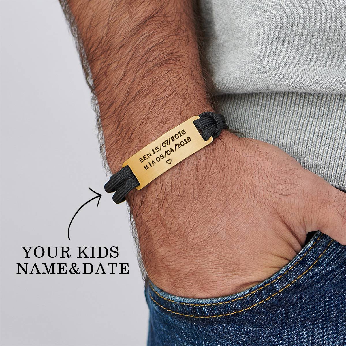 Personalized Engraved Men Bracelet - Father's Day Gift