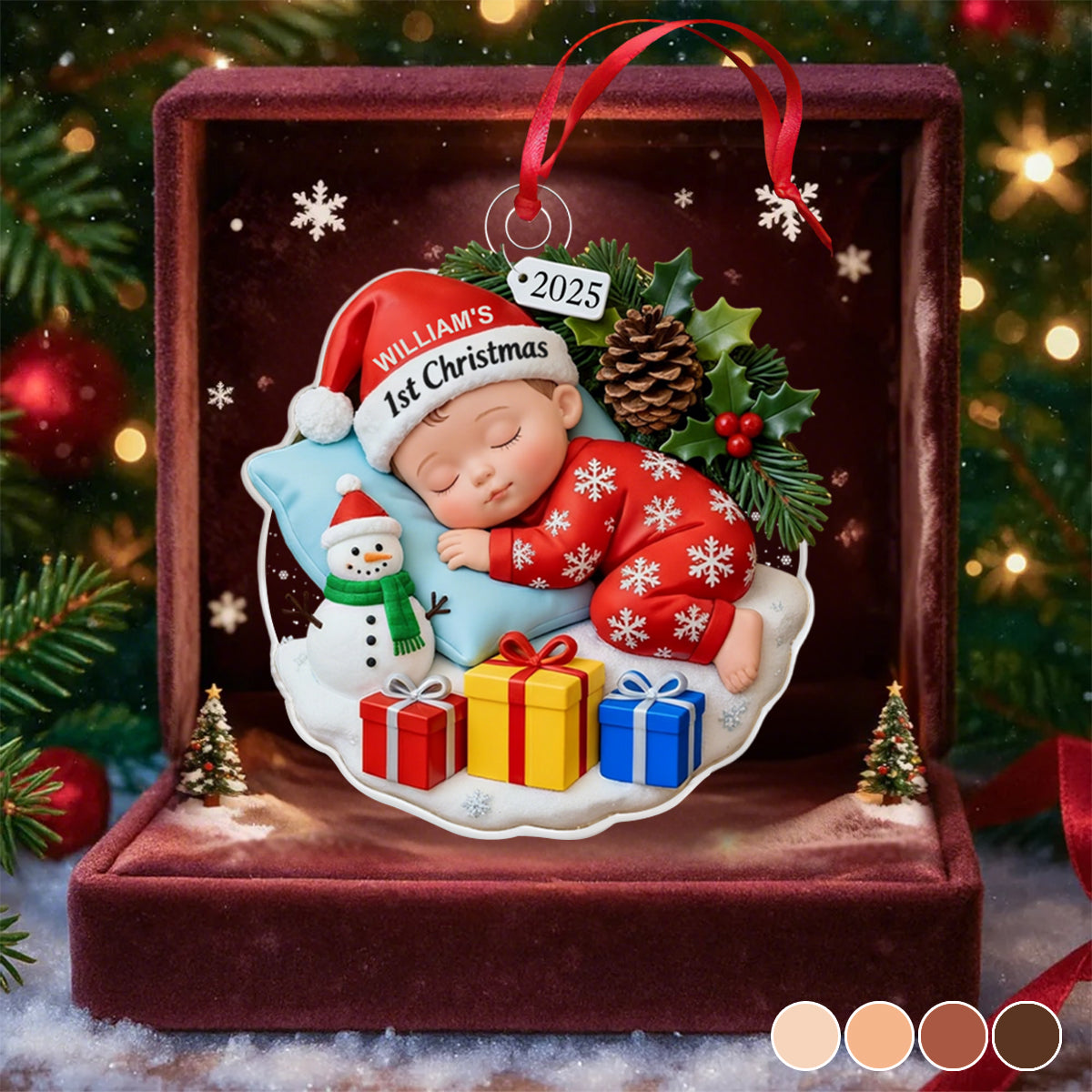 Personalized Baby’s First Christmas Ornament - Sleeping Baby Acrylic Keepsake