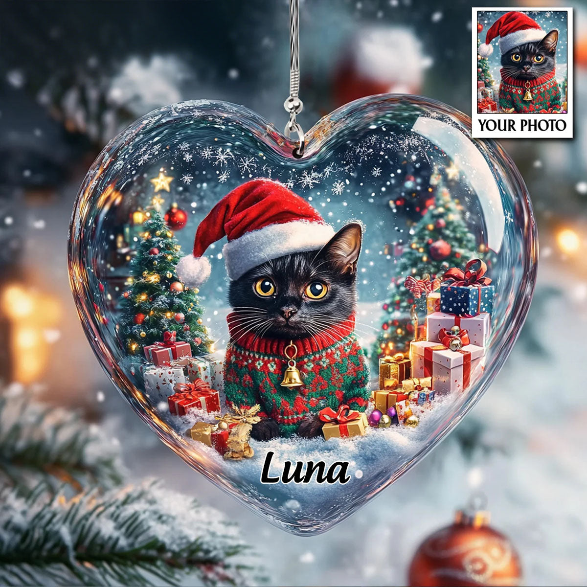 Personalized Heart-Shaped Christmas Ornament For Dogs And Cats