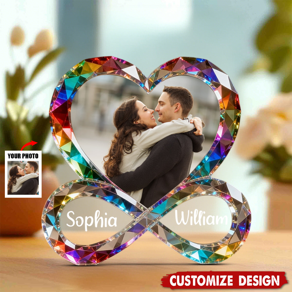 Personalized Custom Name & Photo Couple Heart Plaque